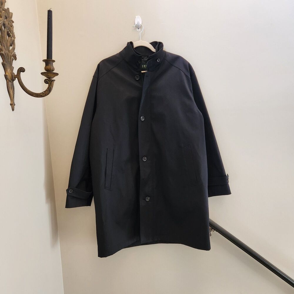 Ralph Lauren Black Trench Coat Sz XL Removable Liner Outerwear Academia Winter